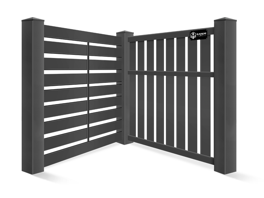 Detailed view of black privacy fence