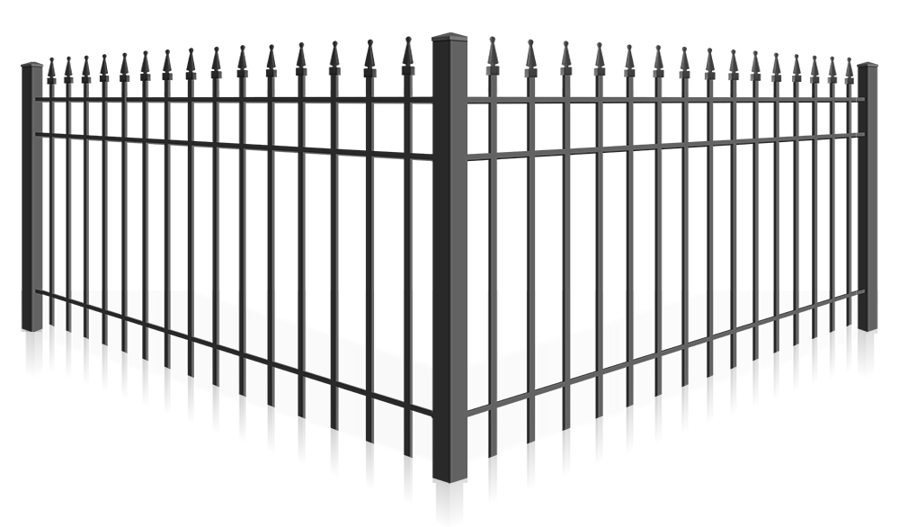 Detailed view of black vinyl ornamental railing