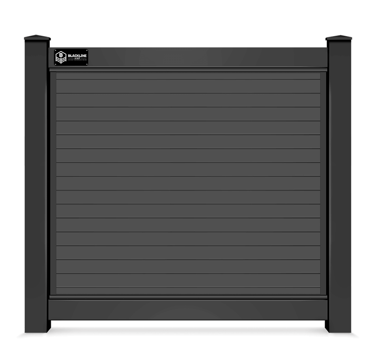 1 panel Detailed view of horizontal BLACKline HHP vinyl privacy fence