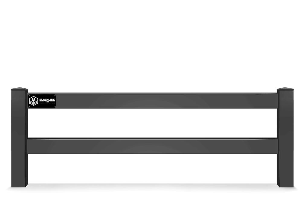 1-panel detailed view of 2-rail BLACKline HHP fence