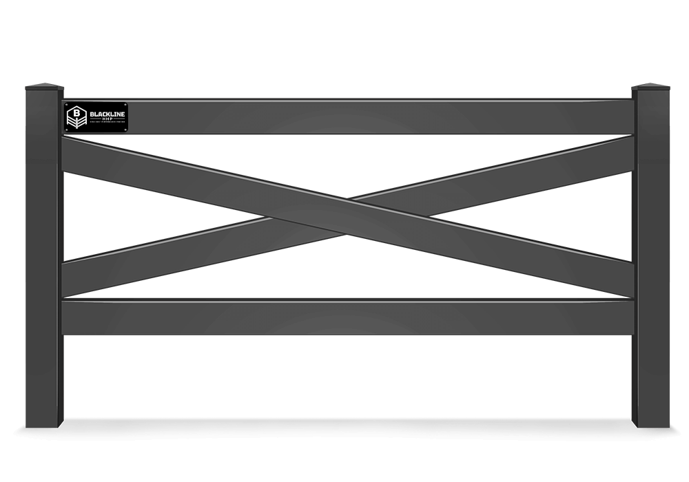 1 panel Detailed view of BLACKline HHP crossbuck vinyl fence