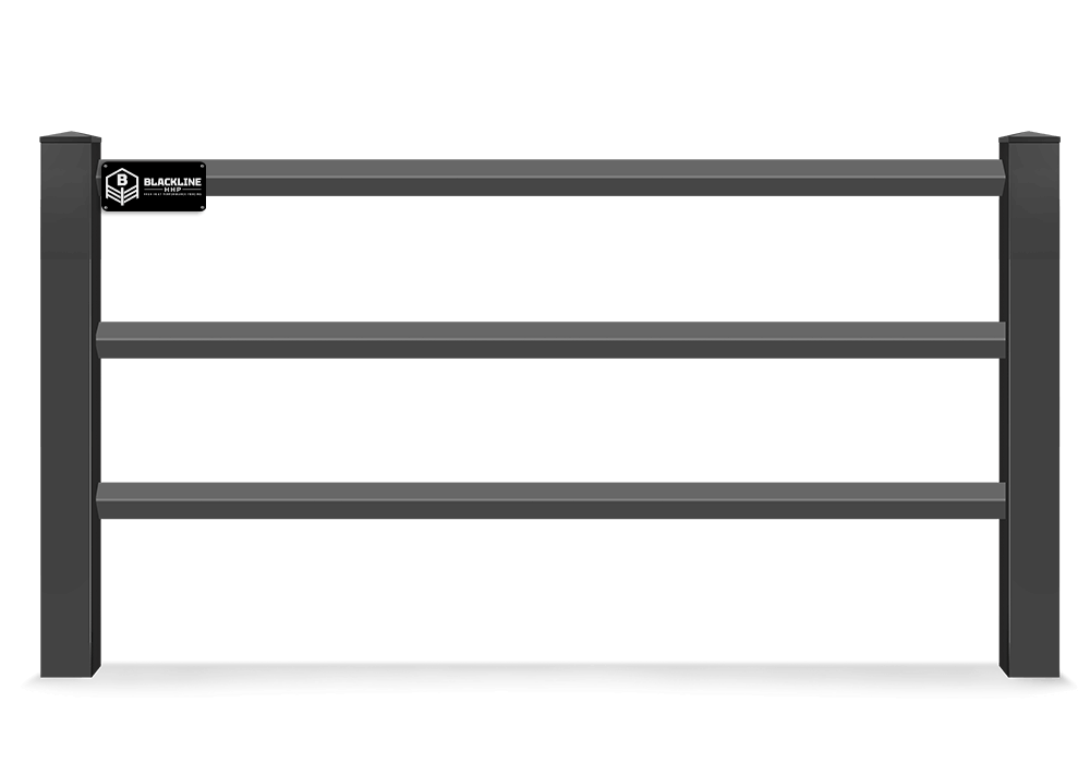1 panel Detailed view of BLACKline HHP crossbuck vinyl fence