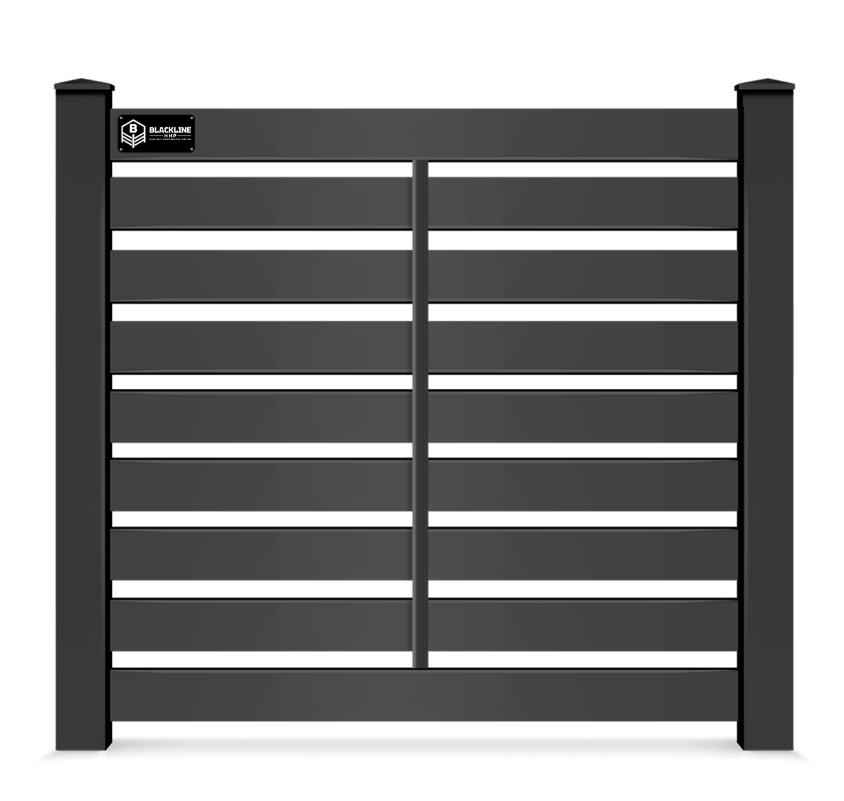 1-panel detailed view of horizontal semi-privacy black vinyl fence