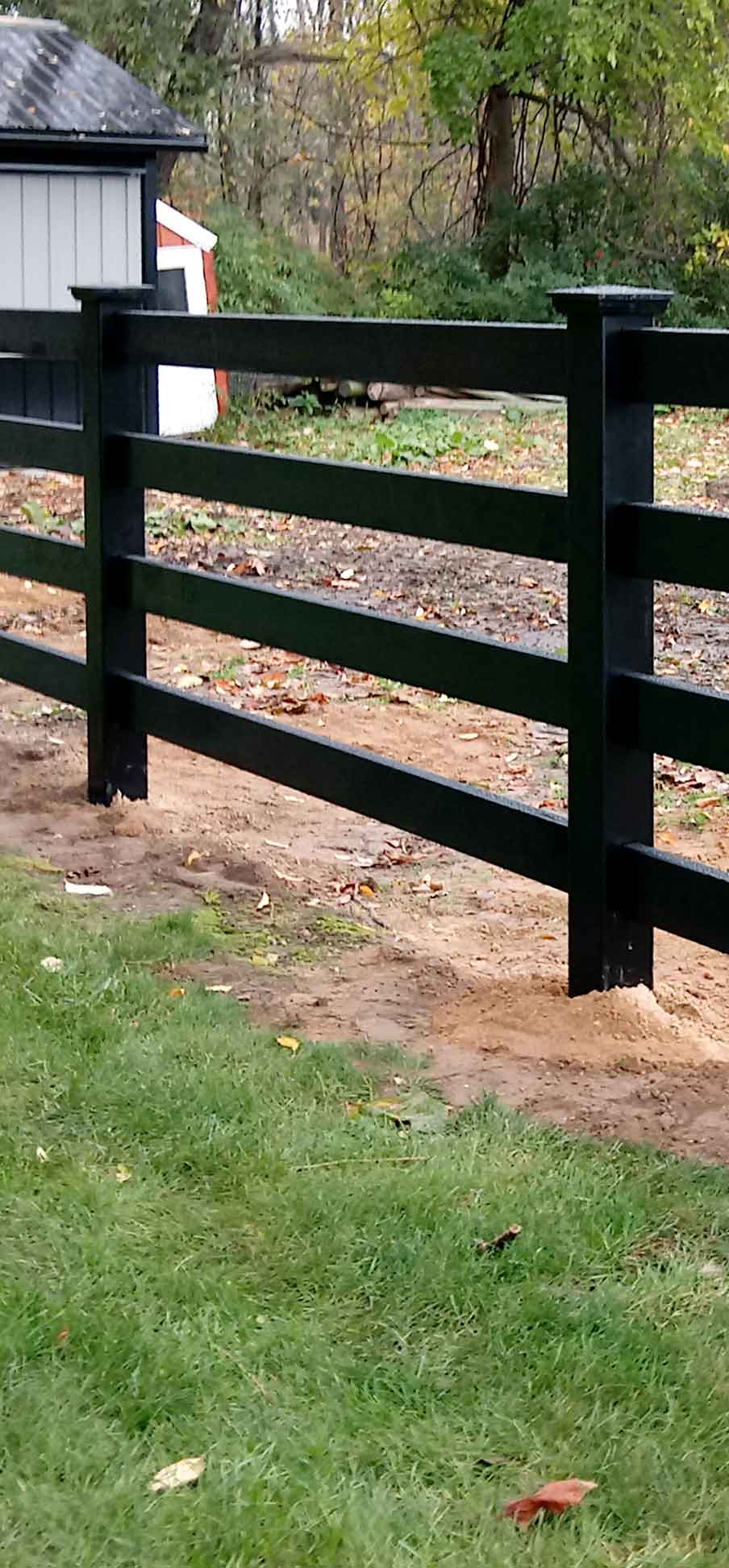 Black vinyl privacy fence