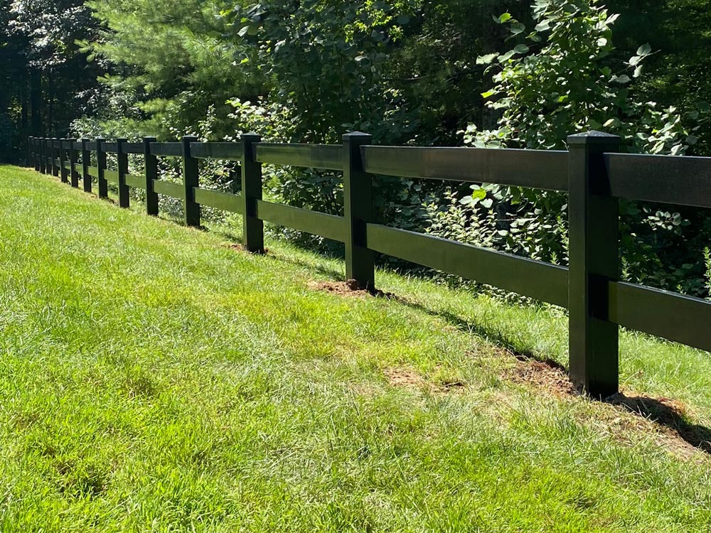 2 rail black vinyl ranch fence
