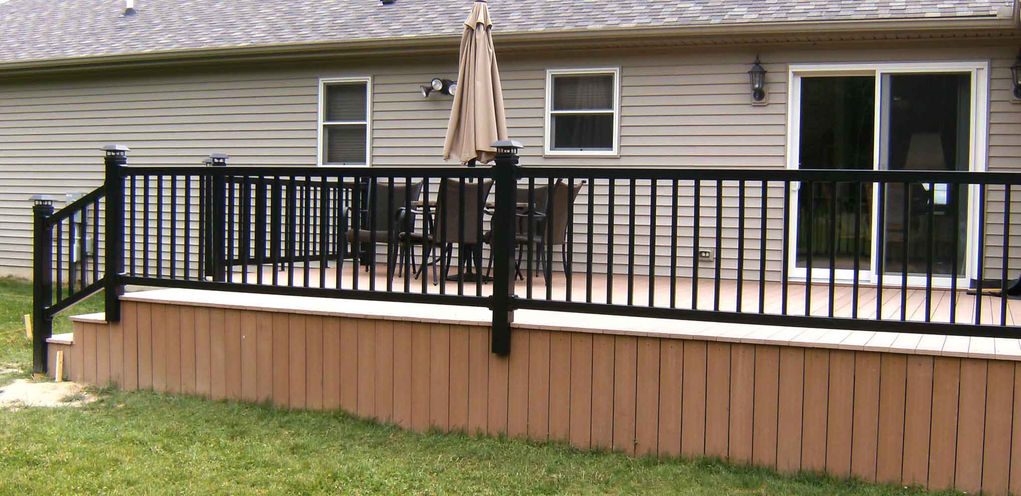 Black residential vinyl railing